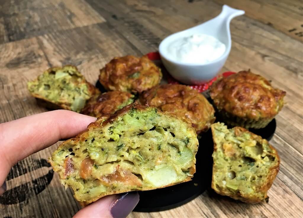 Schön grün und lecker: Brokkoli Muffins